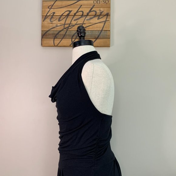 Black Backless Halter Maxi Dress Raw Hem - Picture 3 of 10